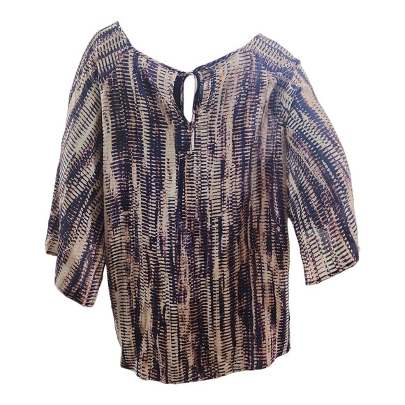 Nic + Zoe Blouse Boho Keyhole Blue Pink XL Womens Silk Blend Casual - Picture 2 of 16